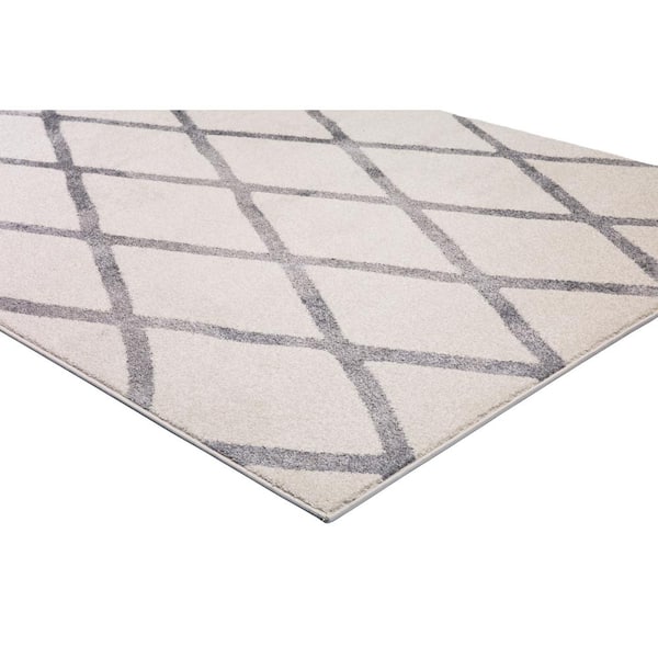 Charlotte Collection Diamond Ivory 7 ft. x 9 ft. Area Rug