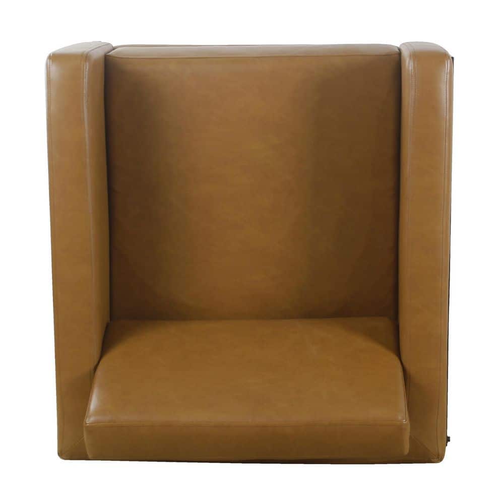 Modern Metal Frame Accent Chair Caramel Faux Leather - HomePop
