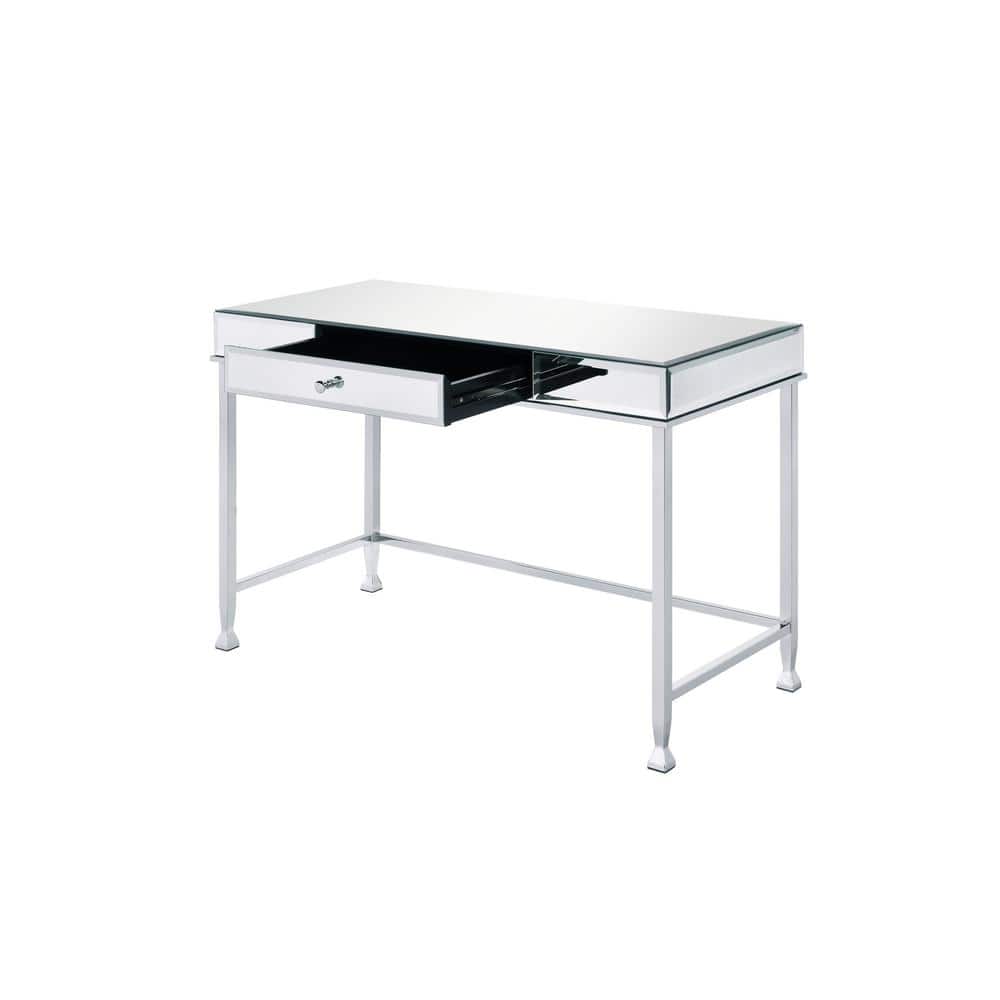 Mirrored Chrome Finish Writing Desk with Drawer