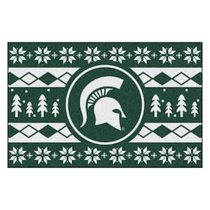 Michigan State Spartans Holiday Sweater Green 1.5 ft. x 2.5 ft. Starter Area Rug