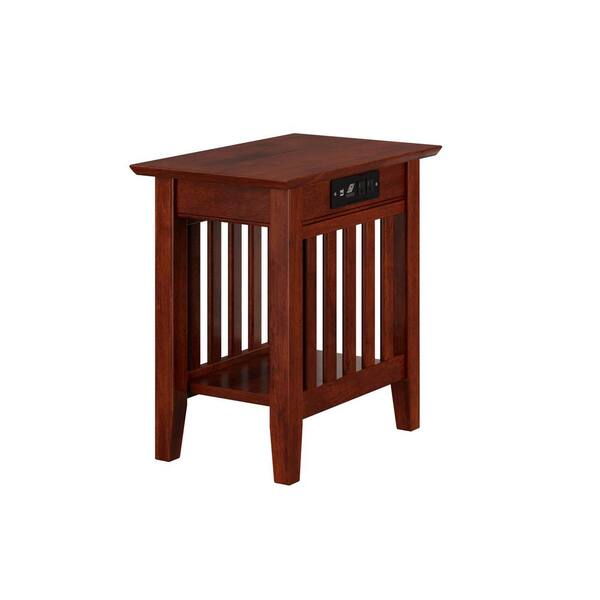Atlantic Furniture Mission Walnut Chair Side Table with Charging