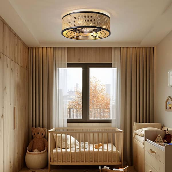 20 in. White Crystal Dimmable LED Ceiling Fan with Lights and Remote Control, Low Profile Flush Mount Fandelier