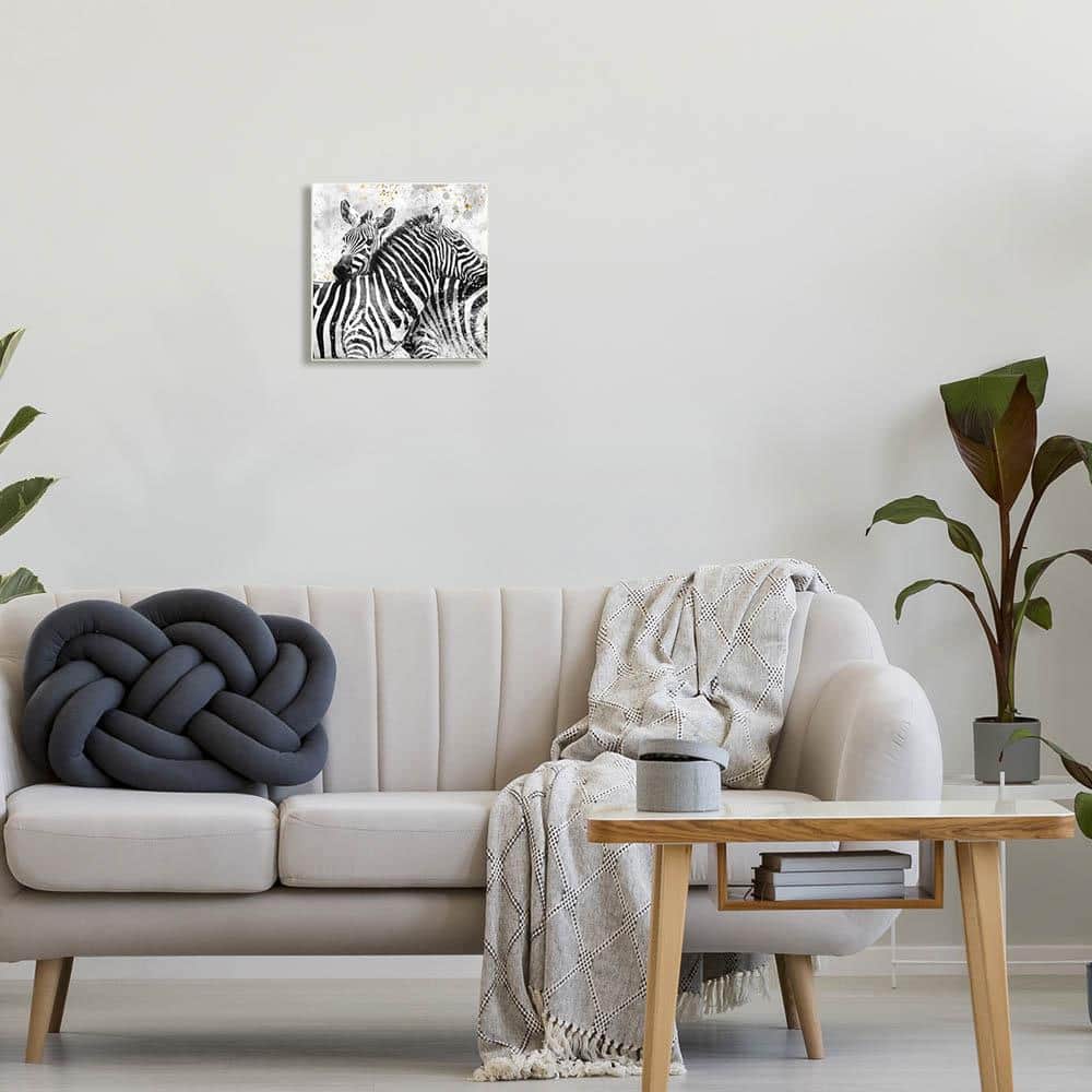 Black and White Zebra Acrylic Painting on Wood, 12 x 12