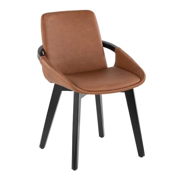 Lumisource Cosmo Camel Faux Leather and Black Wood Side Chair CH