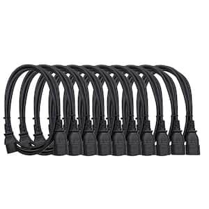 3 ft. AC Power Extension Cord (18AWG) / 3-Conductors / (C13 to C14) / Indoor (Black) 10-Pack