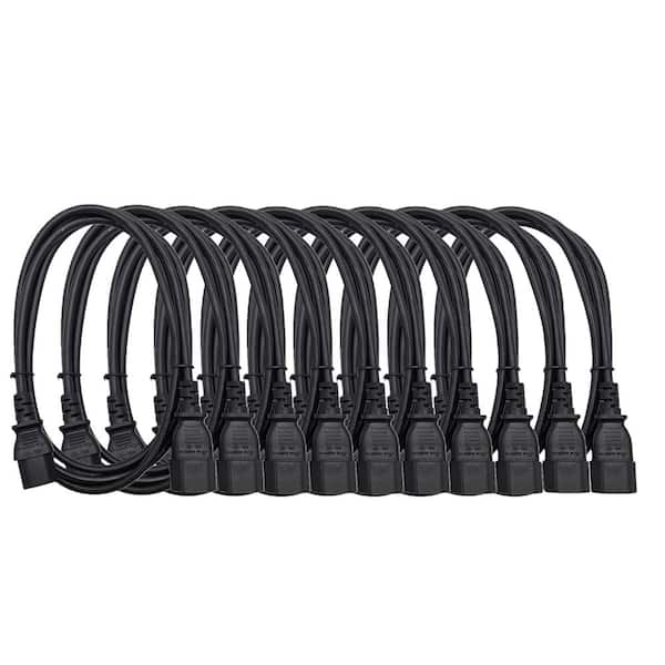 Micro Connectors, Inc 3 ft. AC Power Extension Cord (18AWG) / 3-Conductors / (C13 to C14) / Indoor (Black) 10-Pack