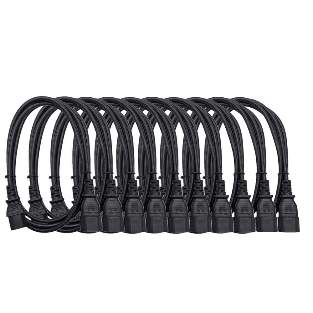 3 ft. AC Power Extension Cord (18AWG) / 3-Conductors / (C13 to C14) / Indoor (Black) 10-Pack price history on PriceWatchPro