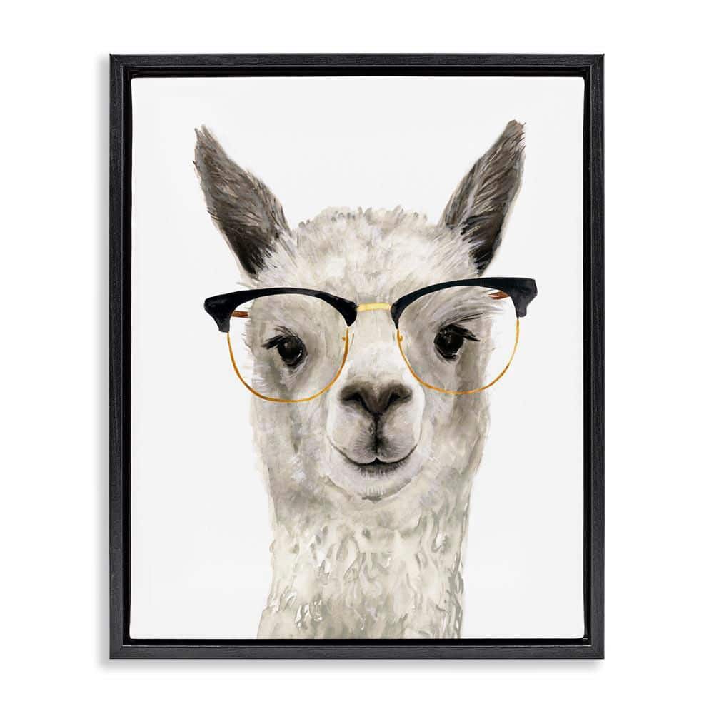 Hipster Llama In Glasses by Victoria Borges Black Floater Frame Graphic Art Print Animal 21 in. x 17 in. price history on PriceWatchPro