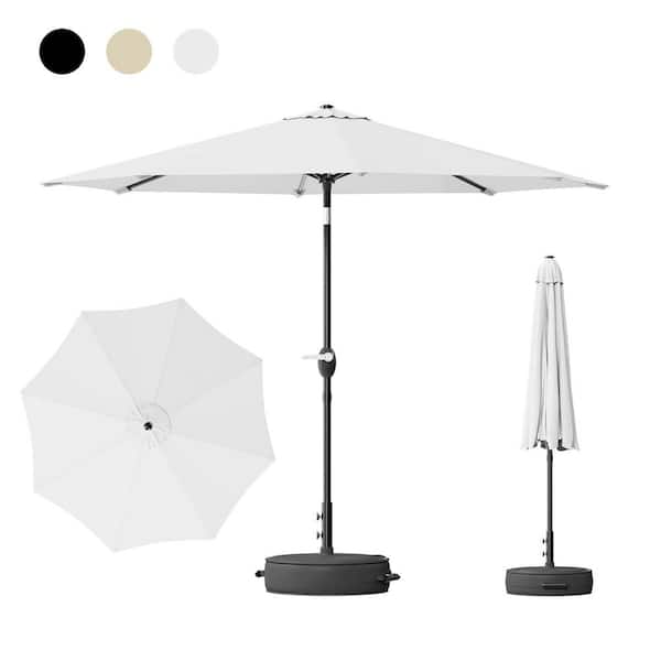 9 ft. Market Crank and Tilt Patio Umbrella With Base in White