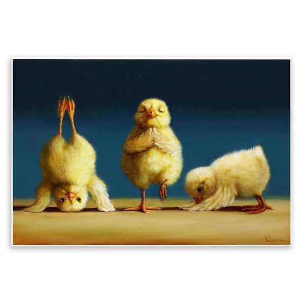 Yoga Chicks Funny Stretching Poses Painting by Lucia Heffernan Unframed Graphic Art Print Animal 19 in. x 13 in.