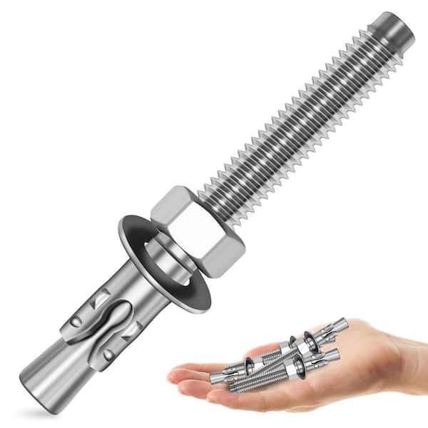 3/8 in. x 4 in. Stainless Steel Hex Nut-Head Concrete Wedge Anchors (10-Pack)