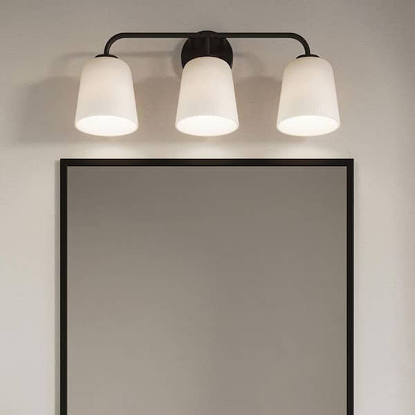 Bredela Collection 23 in. 3-Light Matte Black Farmhouse Vanity Light for Bathrooms