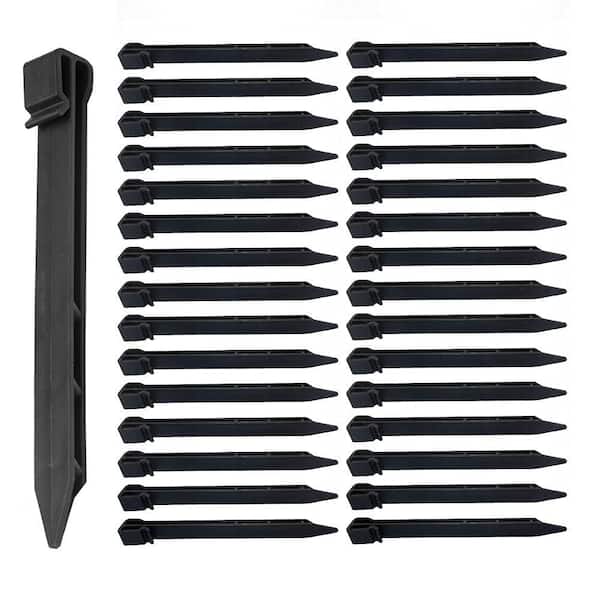 10 in. Black Plastic Heavy Duty Landscaping Plant Edging Stake (30-Pack)