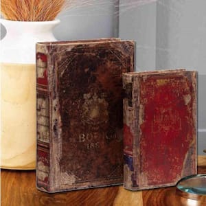Antique Distressed Multi-color Wooden Book Boxes