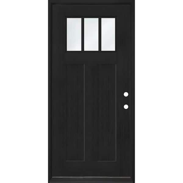 Regency 36 in. x 80 in. 1/4 TopL 3SDL Clear Glass LHIS Onyx Fir Fiberglass Prehung Front Door with 4-9/16 Jamb