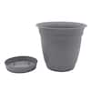 Belle 20 in. Dia Stormy Gray Plastic Decorative Pot with Attached Saucer  ECA20000A53 - The Home Depot