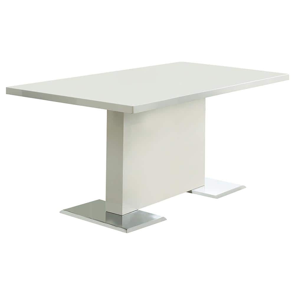 Contemporary Rectangular Extendable Dining Table with Chrome Finish
