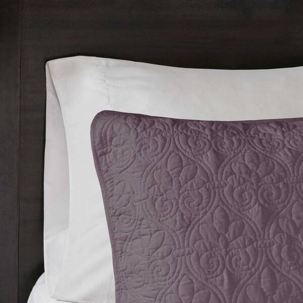 Madison Park Mansfield 3 Piece Purple King Cal King Coverlet Set Mp13 6150 The Home Depot