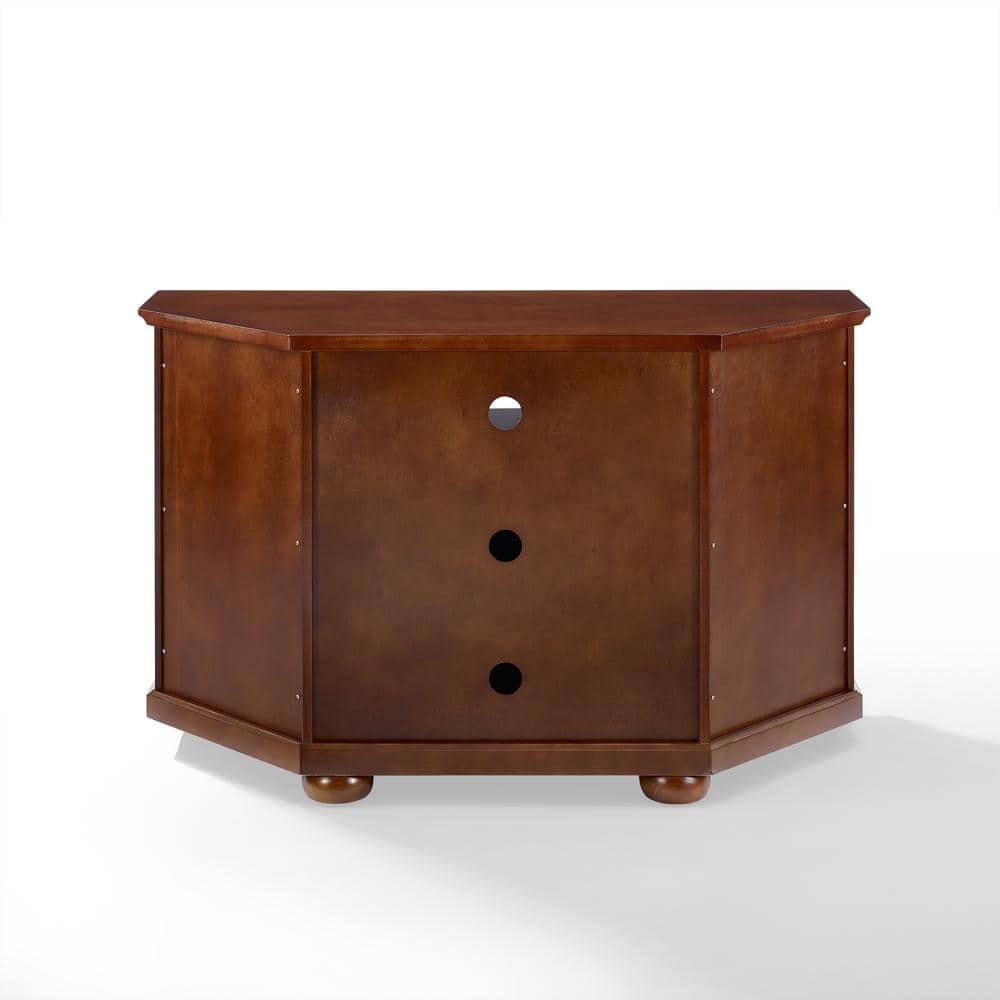 Vintage Mahogany Corner TV Stand with Glass Doors