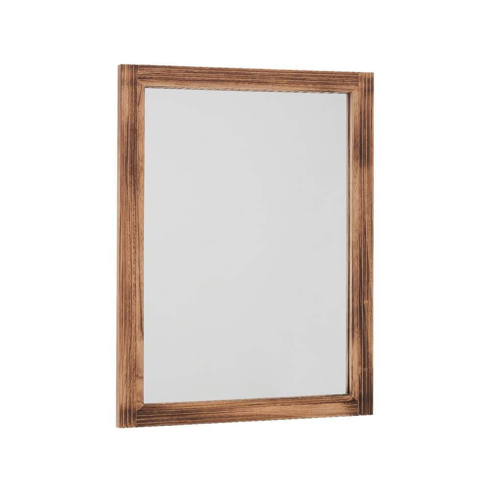 Classic Brown 24 in. W x 36 in. H Rectangle Wood Framed Wall Mirror Vanity Mirror