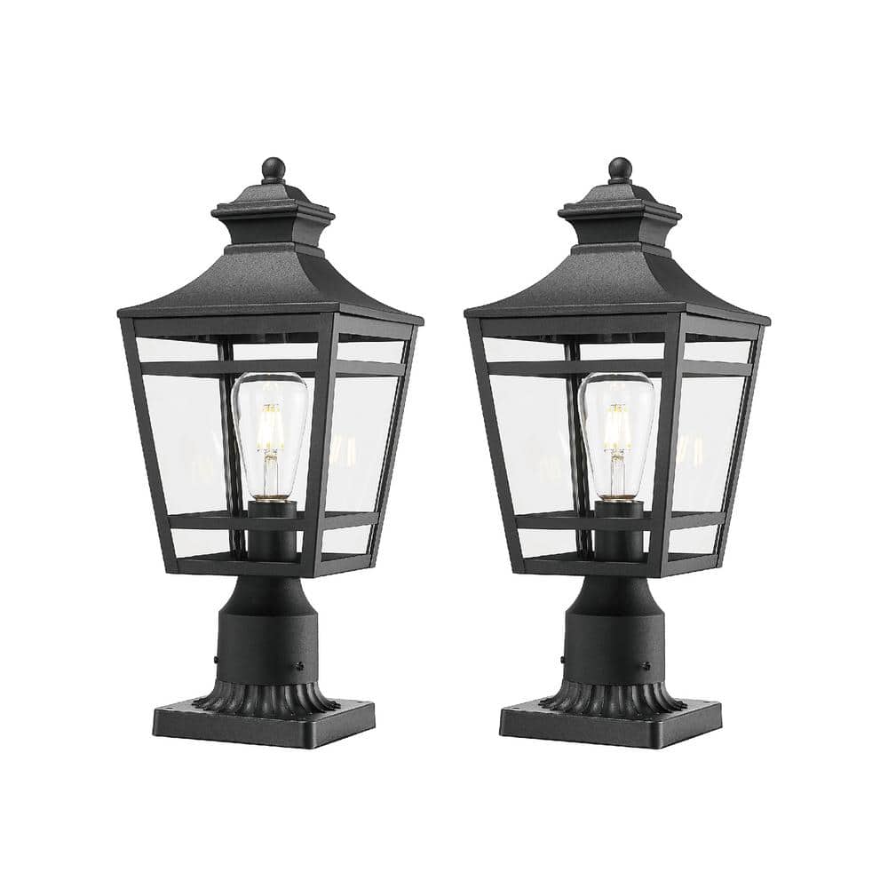 18.1 in. 1-Light Waterproof Black Outdoor Hardwired Wall Lantern Sconce with Clear Glass, No Bulbs Included (2-Pack) price history on PriceWatchPro