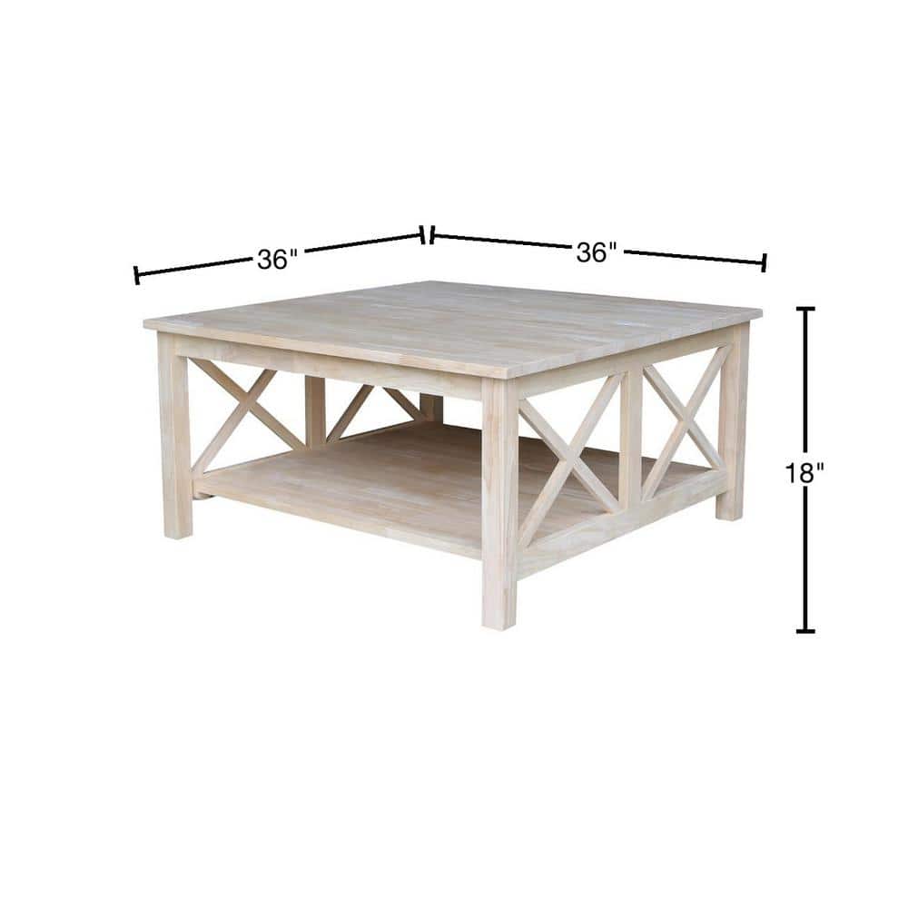 Hampton Square Unfinished Solid Parawood Coffee Table