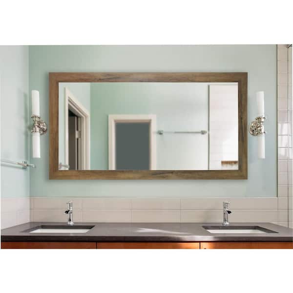 Unbranded Oversized Rectangle Light Brown Wood Classic Mirror (70 in. H x 35 in. W)