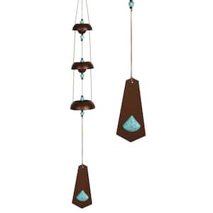 Signature Collection, Woodstock Temple Bells, Rustic, 26 in. Turquoise Wind Bell TBRT