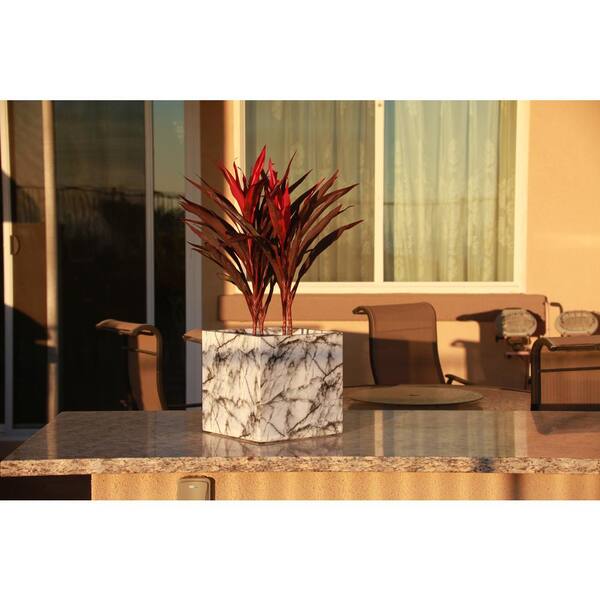 DurX-litecrete Large 16 in. x 16 in. x 16 in. Lightweight Concrete Modern Marble Texture Square Planter
