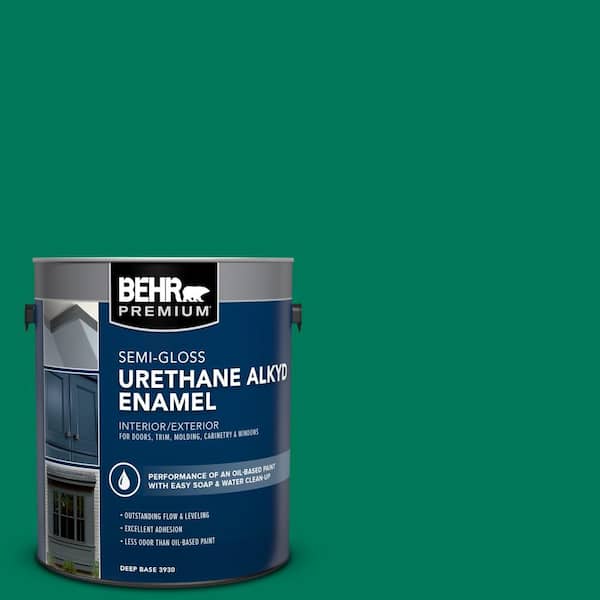 BEHR PREMIUM 1 gal. #OSHA-2 OSHA SAFETY GREEN Urethane Alkyd Semi-Gloss Enamel Interior/Exterior Paint