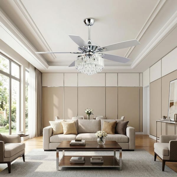 matrix decor 52 in. Indoor Chrome Crystal Chandelier Ceiling Fan