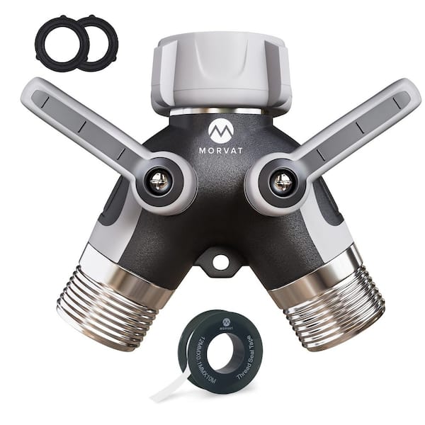 Morvat Heavy-Duty Metal 2 Way Garden Hose Y Splitter