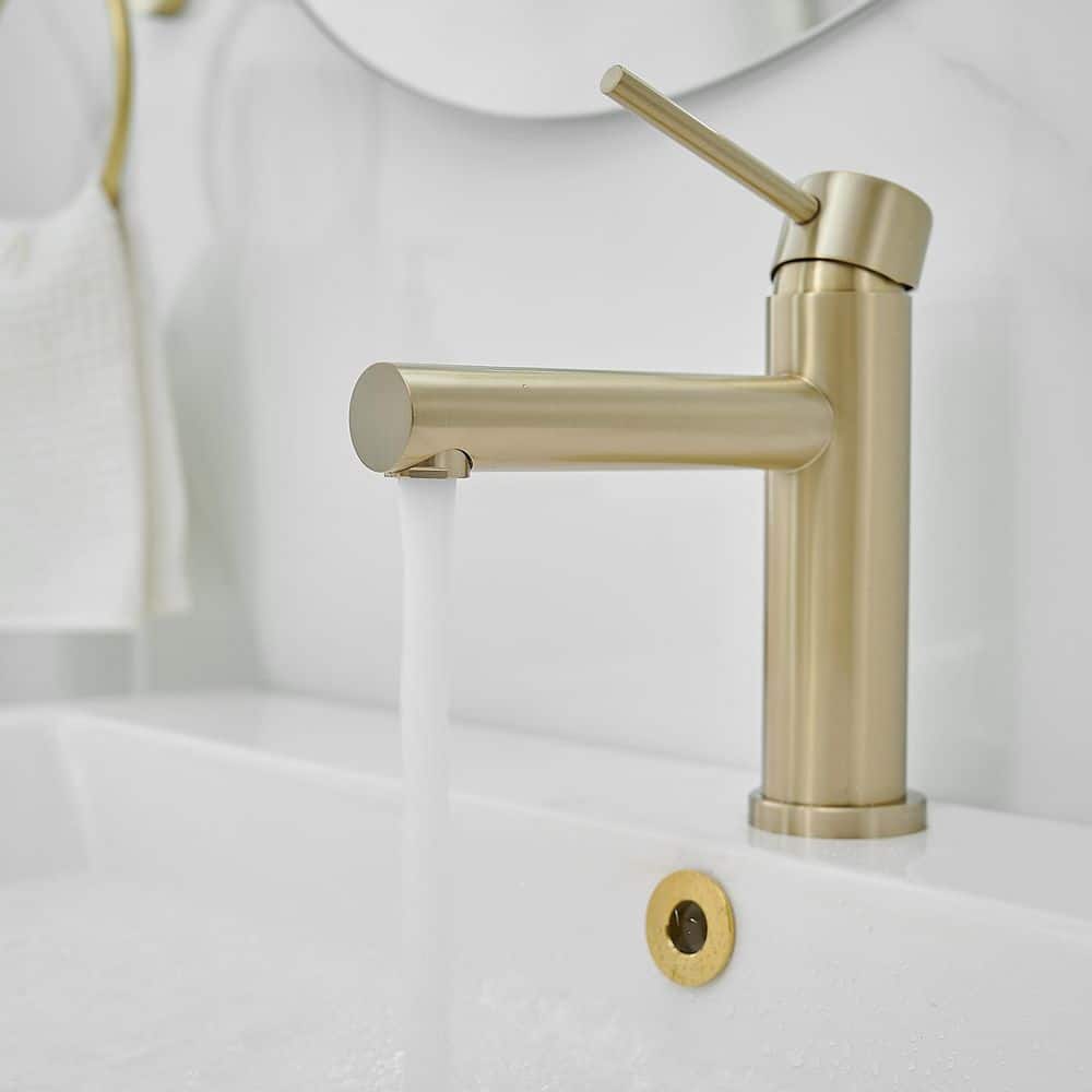 Brushed Gold Stainless Steel Single-Handle Bathroom Faucet