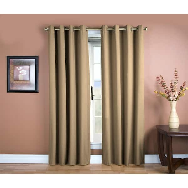 Glasgow 56 in. W x 96 in. L Woven Grommet Top Window Light Filtering Curtain (Single Panel) in Harvest