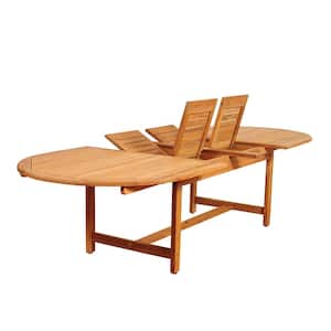 Amazonia Brown Oval Wood Outdoor Dining Table with Extension