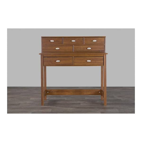 Baxton Studio 39.5 in. Medium Brown Wood Rectangular 7 Drawer