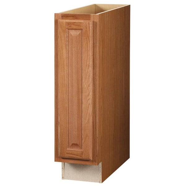 Hampton 9 in. W x 24 in. D x 34.5 in. H Assembled Base Cabinet in Medium Oak