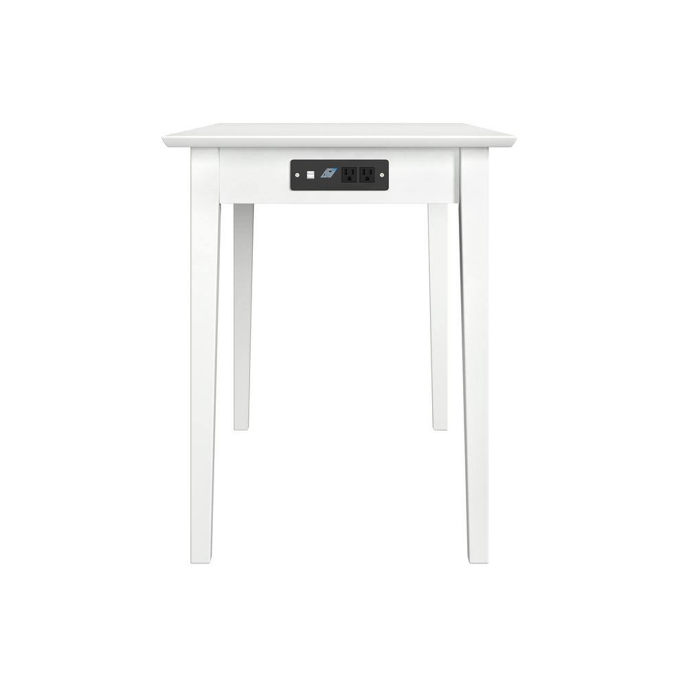 Eco-Friendly White Hardwood Shaker Desk with Charging Drawer