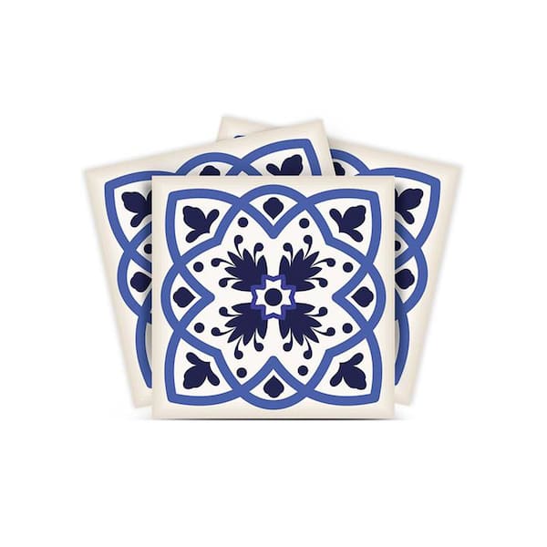 MI ALMA Blue and White A10 4 in. x 4 in. Vinyl Peel and Stick Tile (24 Tiles, 2.67 sq.ft./Pack)