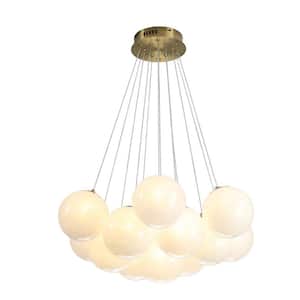 23 in. 13-Light Globe Chandelier, Pendant Light with Milky White Glass Small Balls for Dining Room(G9 Bulbs Included)