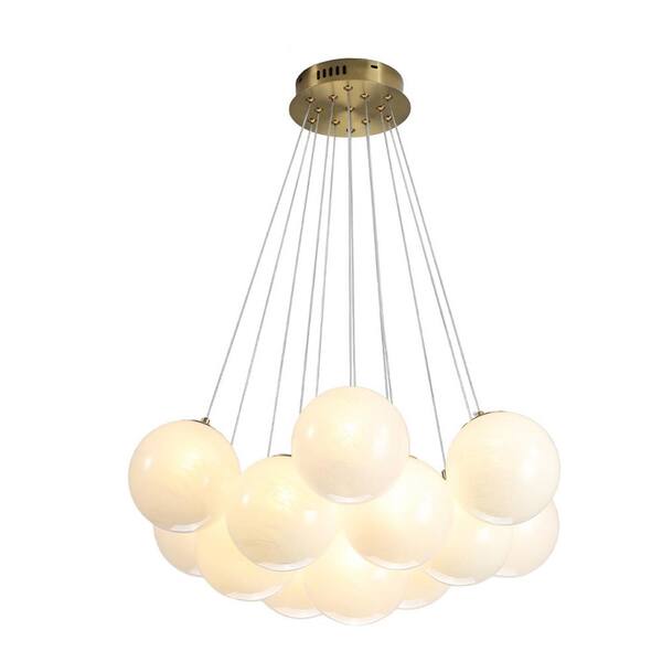 Depuley 23 in. 13-Light Globe Chandelier, Pendant Light with Milky White Glass Small Balls for Dining Room(G9 Bulbs Included)