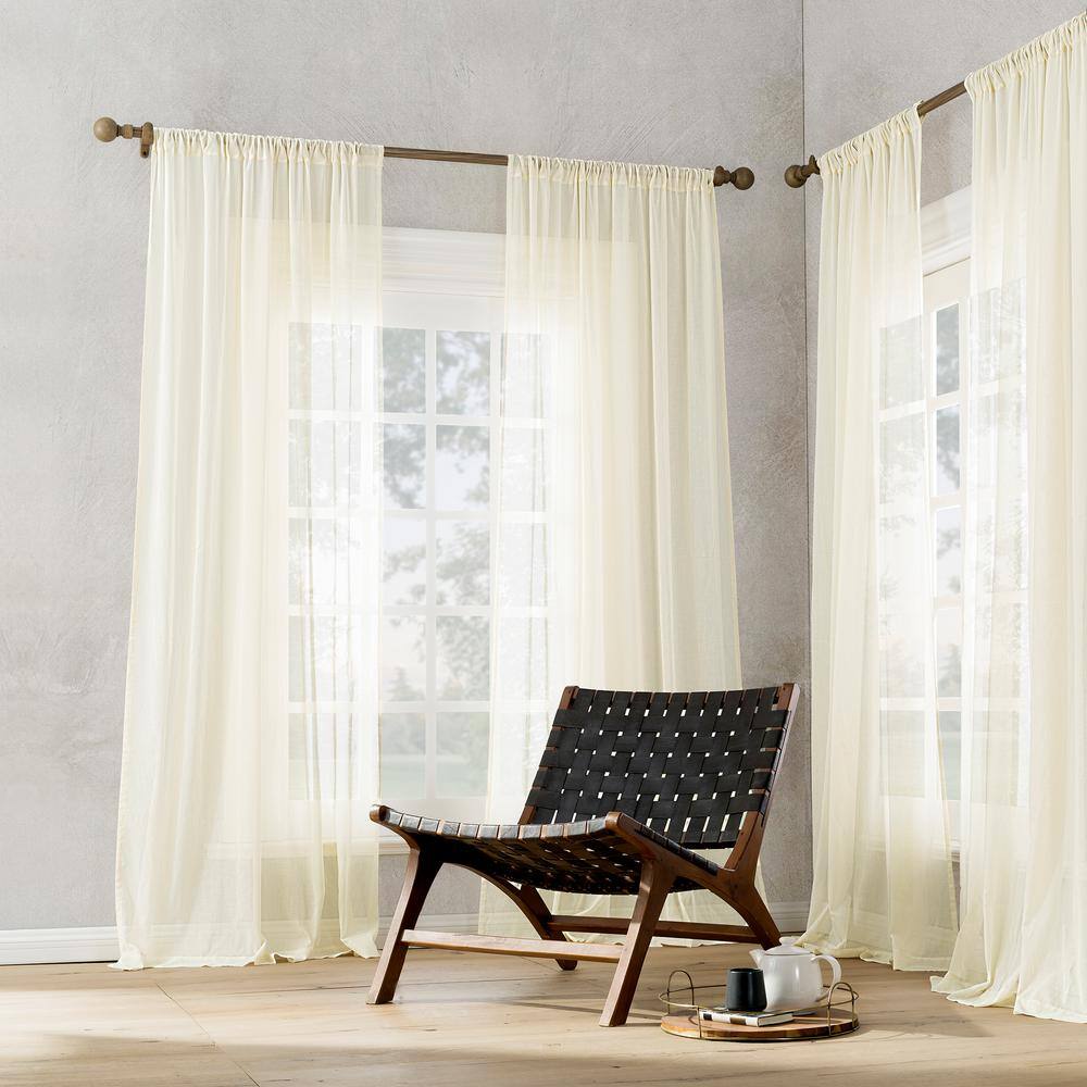 Cream Sheer Cotton Rod Pocket Window Panel 50" x 84"