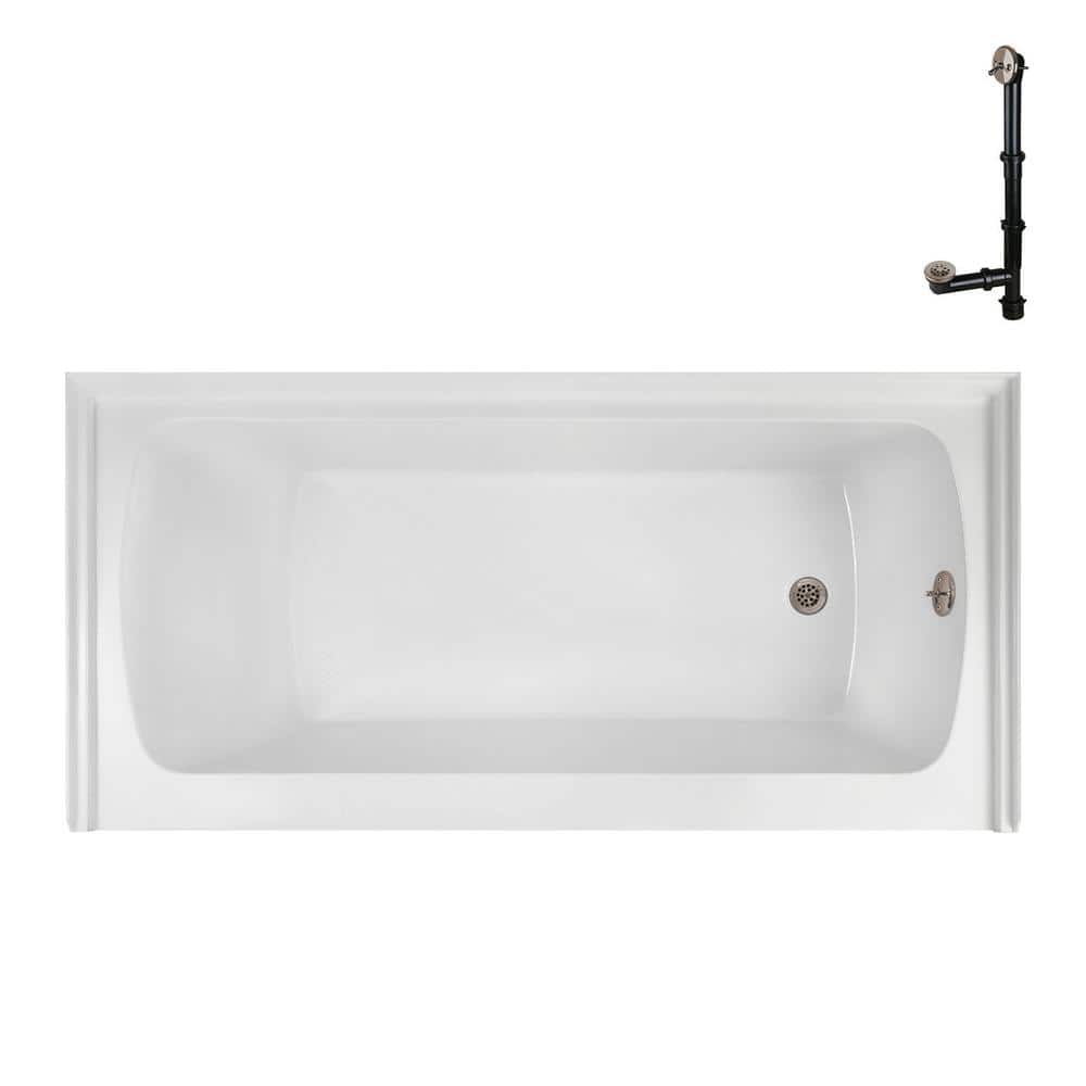 Glossy White 60" x 30" Acrylic Right-Hand Drain Alcove Bathtub