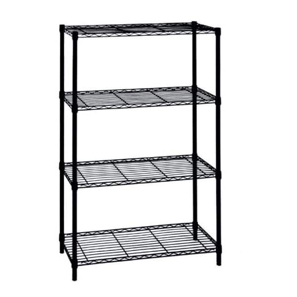 Hdx Black 4 Tier Metal Wire Shelving, Wire Shelving Parts Home Depot