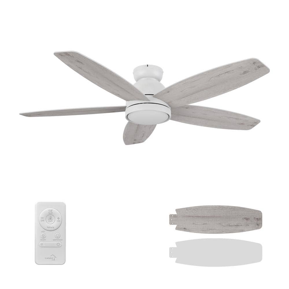Povjeta 52" White Plywood 5-Blade Ceiling Fan with Remote