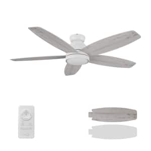 Povjeta 52 in. Color Changing Integrated LED Indoor Matte White 10-Speed DC Ceiling Fan with Light Kit/Remote Control