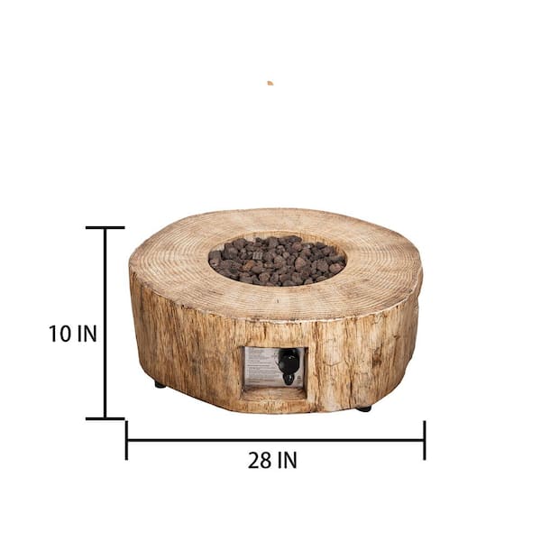 Willit 28.00 in. Brown Round Stone Outdoor Fire Pit Table with Water Proof Cover and Lava Rock