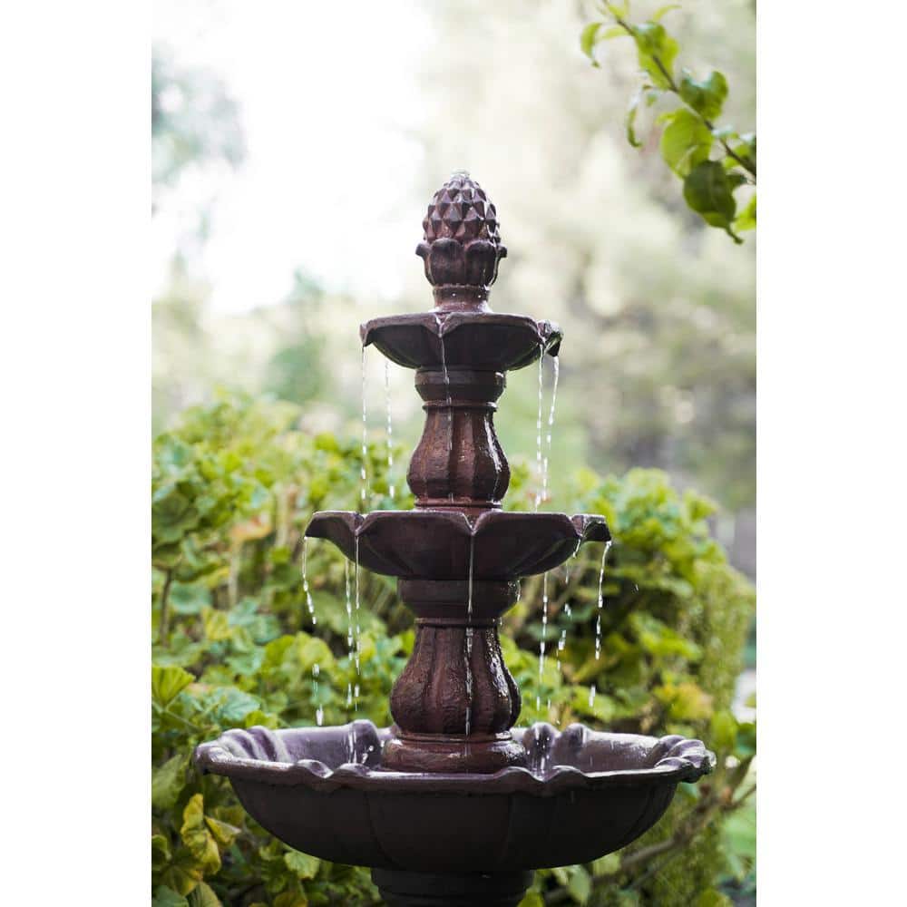 52 Inch Tall Brown 3-Tier Freestanding Waterfall Fountain