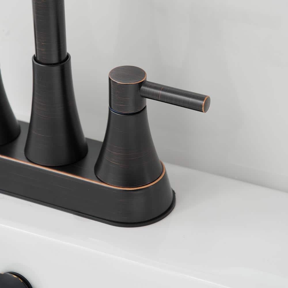 Oil Rubbed Bronze 4-Inch Centerset 2-Handle High-Arc Bathroom Faucet