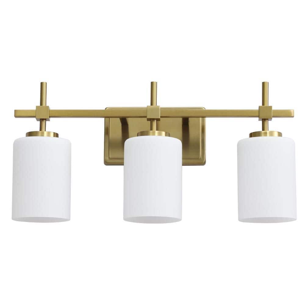 21 in. 3 Light Brushed Brass Plating/Gold Plating Vanity Light with Frosted Glass Shade price history on PriceWatchPro